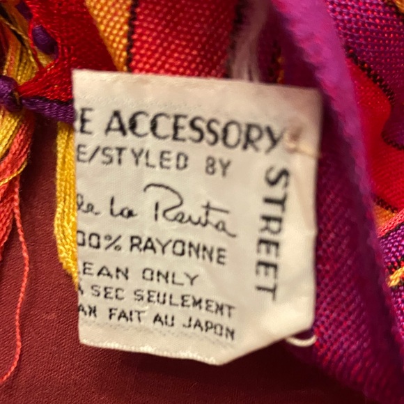 Vintage Oscar de la Renta Striped Multicolor Scarf with Fringe - Picture 3 of 7